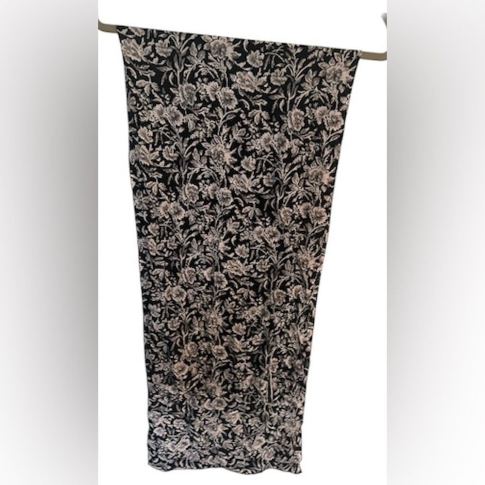 Vintage CASCA Silk Scarf Made in Japan Black & White Botanical Toile Print